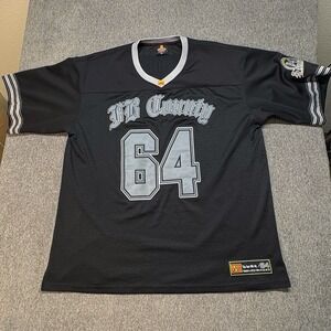 FB County 64 Jersey Mens‎ 3XL Baseball Football Shirt Black Gray Vintage Y2K